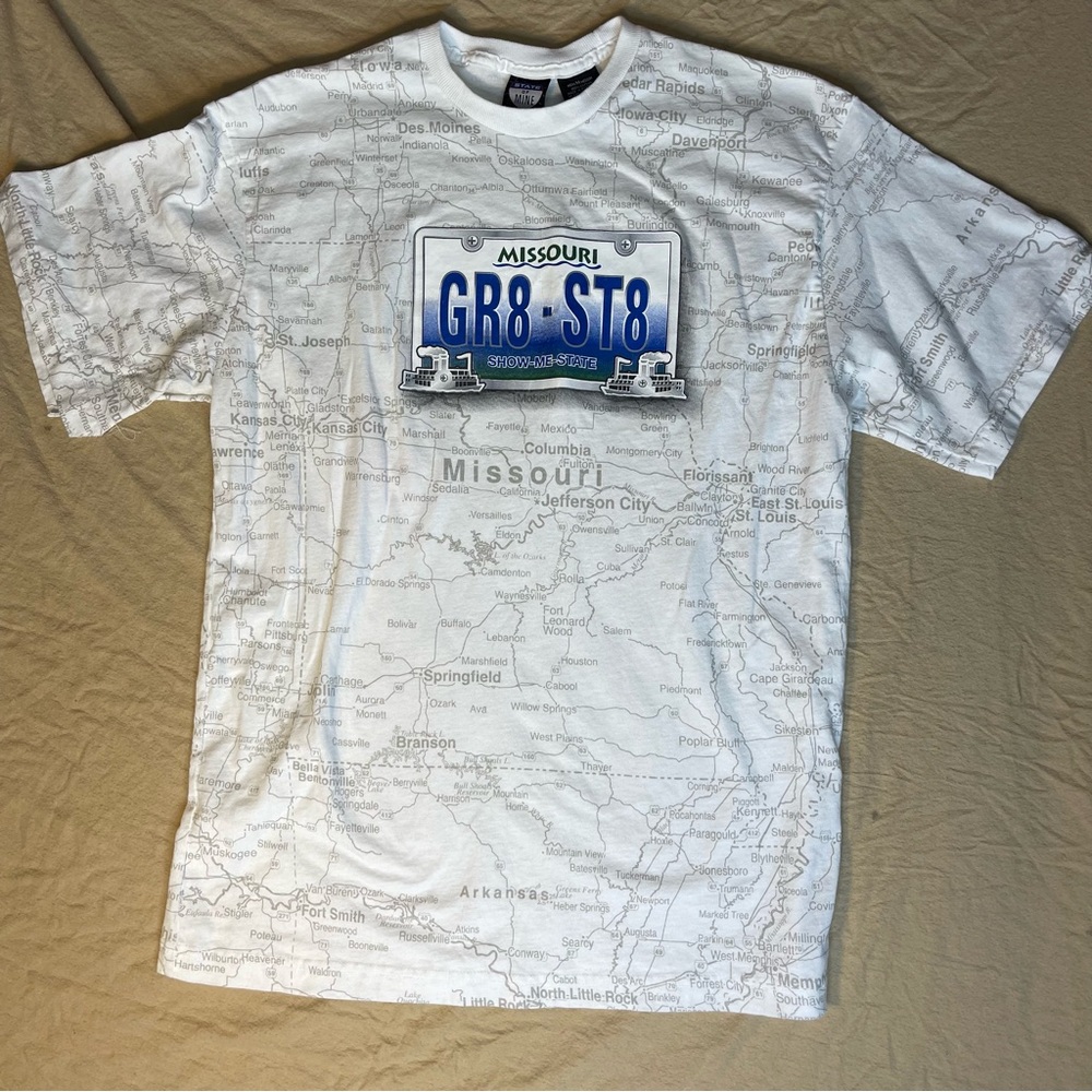 Missouri Great State License Plate Allover State Map T-Shirt Medium